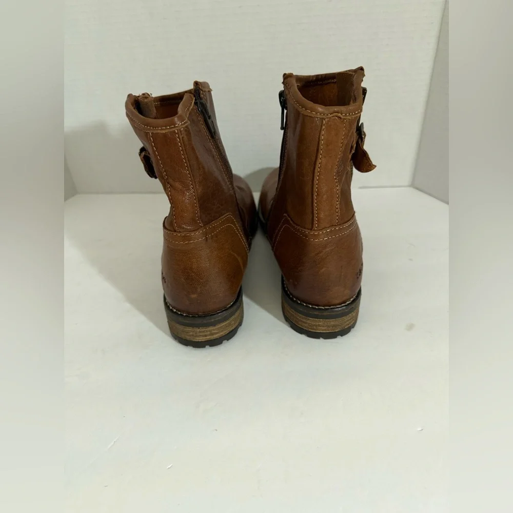 Taos Leather Ankle Boots Brown Side Zip Buckle Women’s Size 39 Comfort Casual - Picture 6 of 14